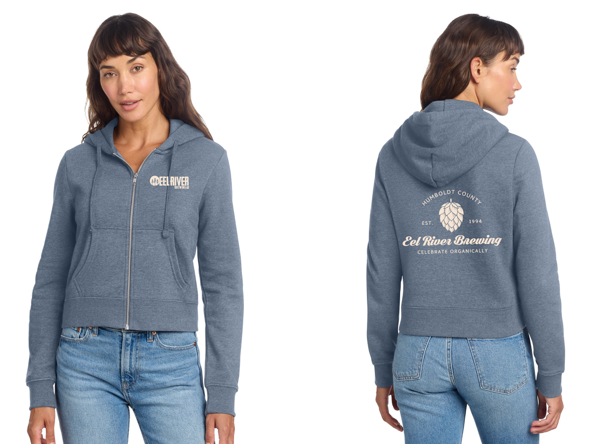 Heather Blue Cropped Zip Up